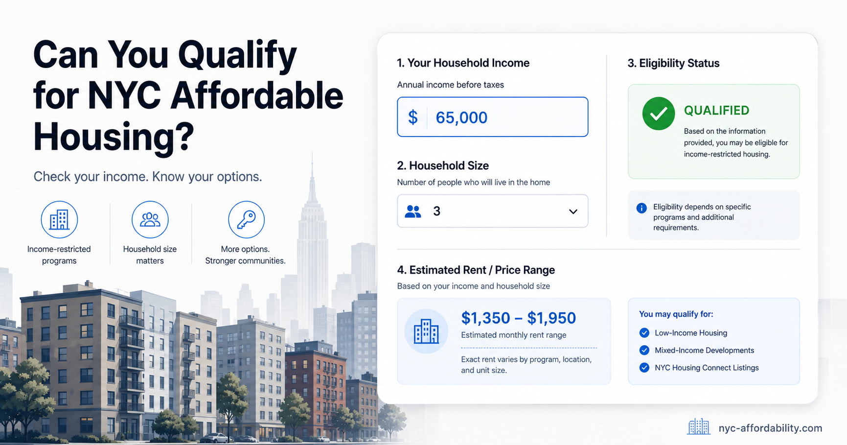NYC Affordable Housing Eligibility Calculator | AMI & Housing Connect Bands